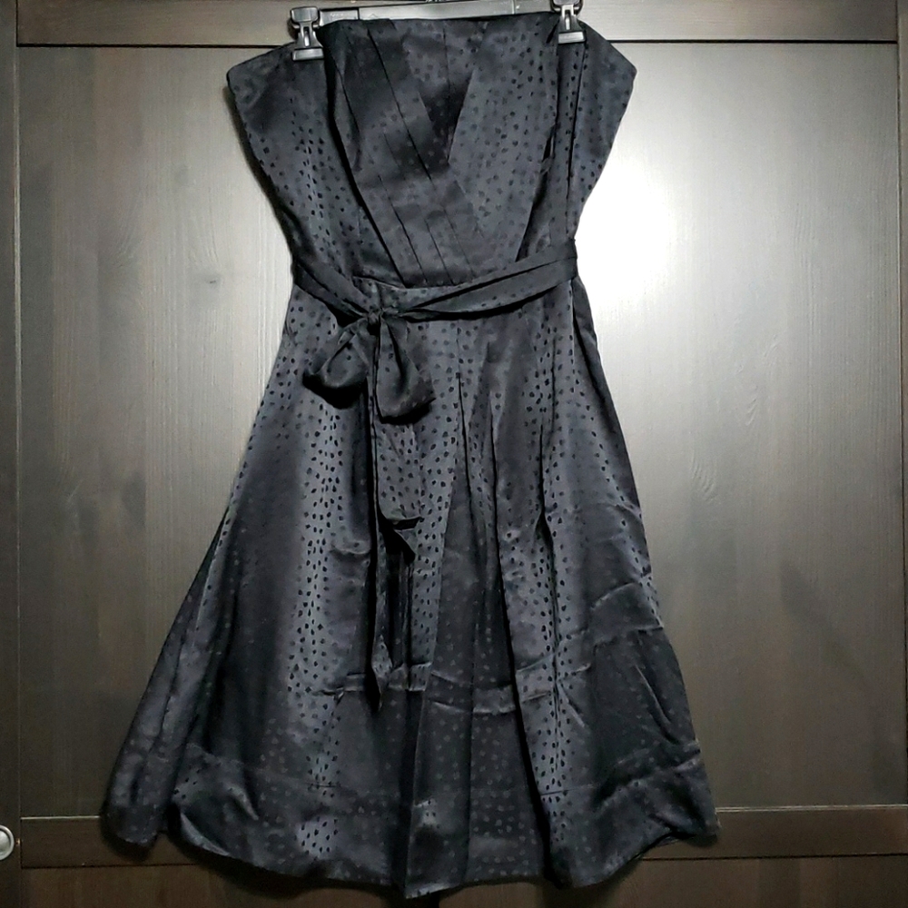 WHBM Polka Dot Silk Satin Strapless Dress